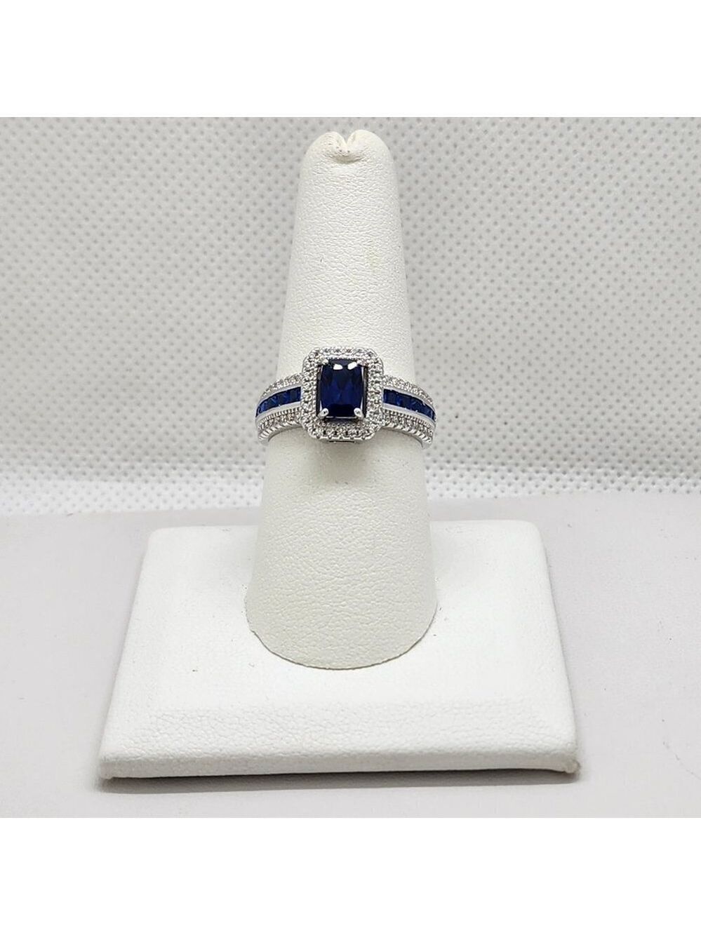 Brand New Sterling Silver 925 Rectangle Gemstone Cz Ring